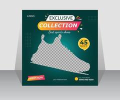 Exclusive shoes sale social media promotion and web banner template. vector