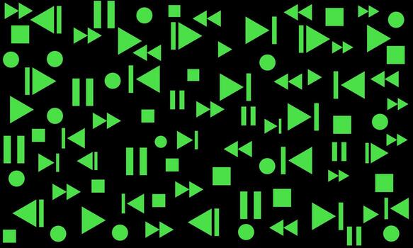 background with audio icon pattern. arranged randomly. black background with green icon. landscape background. vector