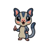 Cute little sugar glider cartoon giving thumb up vector