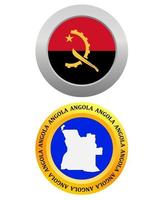 botón como símbolo bandera de angola y mapa sobre un fondo blanco vector