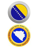 botón como símbolo de la bandera de bosnia y mapa sobre un fondo blanco vector