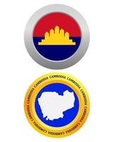 button as a symbol CAMBODIA flag and map on a white background vector