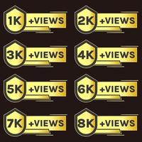 1k vistas a 8k más vistas conjunto de insignias de vector de celebración