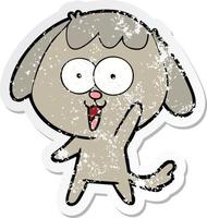 distressed sticker of a cute cartoon dog vector