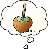 cartoon toffee apple and thought bubble in smooth gradient style vector