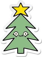 sticker of a cute cartoon christmas tree vector