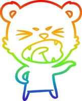 rainbow gradient line drawing angry cartoon polar bear vector