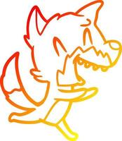 warm gradient line drawing laughing fox running away vector