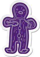 cartoon sticker of a gingerbread man vector