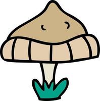 cartoon doodle of a single mushroom vector