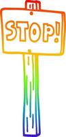 rainbow gradient line drawing cartoon road sign vector