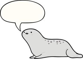 cute cartoon seal and speech bubble vector