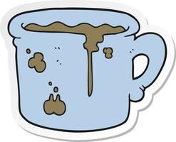 sticker of a cartoon old coffee cup vector