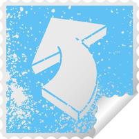 quirky distressed square peeling sticker symbol arrow vector