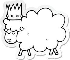 sticker of a cartoon sheep wearing crown vector