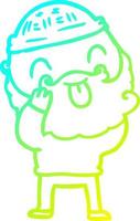 cold gradient line drawing man with beard sticking out tongue vector