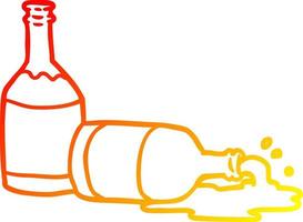 warm gradient line drawing beer bottles with spilled beer vector