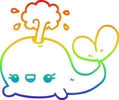 rainbow gradient line drawing cute cartoon whale vector