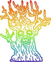 rainbow gradient line drawing cartoon spooky tree vector