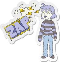 sticker of a cartoon casual alien girl using telepathy vector