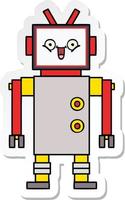 sticker of a cute cartoon happy robot vector