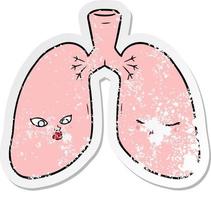 distressed sticker of a cartoon lungs vector