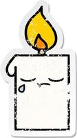 distressed sticker of a cute cartoon lit candle vector