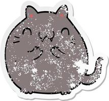 distressed sticker of a happy cartoon cat vector