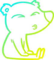 cold gradient line drawing cartoon whistling bear sitting vector