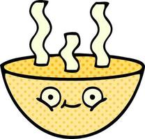 comic book style cartoon bowl of hot soup vector