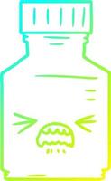 cold gradient line drawing cartoon pill jar vector