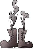 freehand drawn cartoon steaming army boots vector