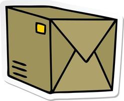 sticker of a quirky hand drawn cartoon parcel vector