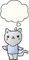 cartoon cat and thought bubble in smooth gradient style vector