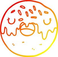 warm gradient line drawing cartoon donut vector