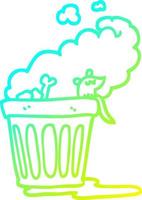 cold gradient line drawing cartoon smelly garbage can vector