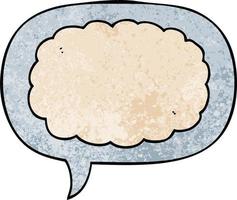 cartoon cloud and speech bubble in retro texture style vector