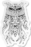 retro distressed sticker of a owl tattoo vector