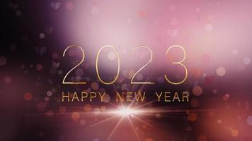 2023 gelukkig nieuw jaar met hart bokeh gloed video