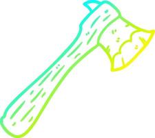 cold gradient line drawing old axe vector