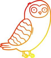 warm gradient line drawing cartoon owl vector