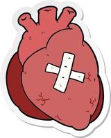 pegatina de un corazón de dibujos animados vector
