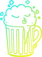 cold gradient line drawing cartoon mug of beer vector
