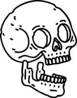 tattoo in black line style of a skull vector