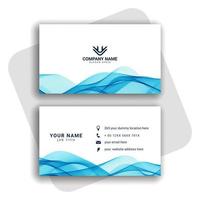 Blue modern business card design with wavy shape vector