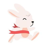 Rabbit run to the finish ribbon line vector