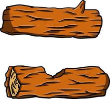 Brown log. Building wood material. Natural element. Environment of forest. vector