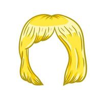 Women hairstyle. Blonde Hair on the head. Sketch color cartoon illustration. Mask for app. Trendy modern haircuts girl - bob cut vector