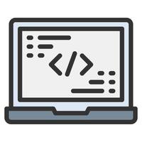 coding icon line color vector illustration