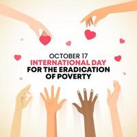 International day for the eradication of poverty background with an illustration of hands giving and taking vector